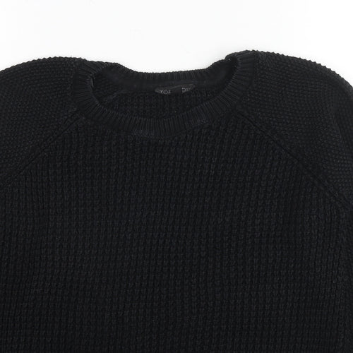Topshop Womens Black Round Neck Acrylic Pullover Jumper Size 8