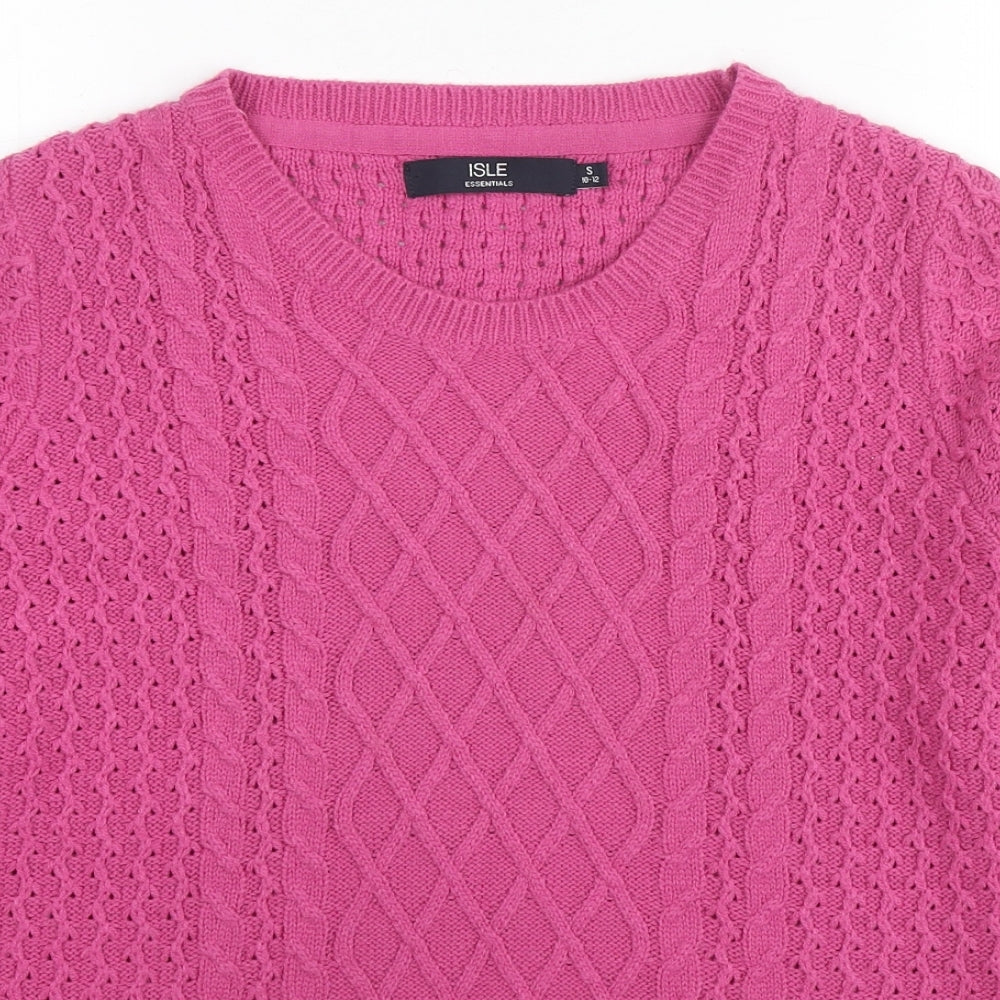 EWM Womens Pink Round Neck Acrylic Pullover Jumper Size 10 - Size 10-12