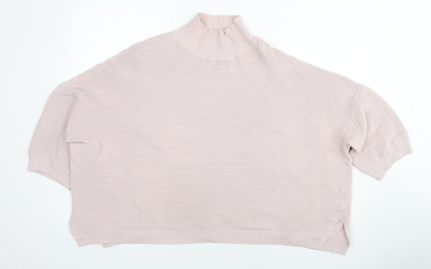 Chalk Womens Beige High Neck Cotton Pullover Jumper One Size