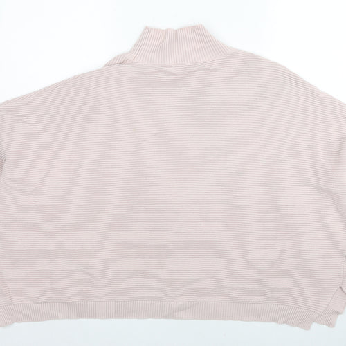 Chalk Womens Beige High Neck Cotton Pullover Jumper One Size