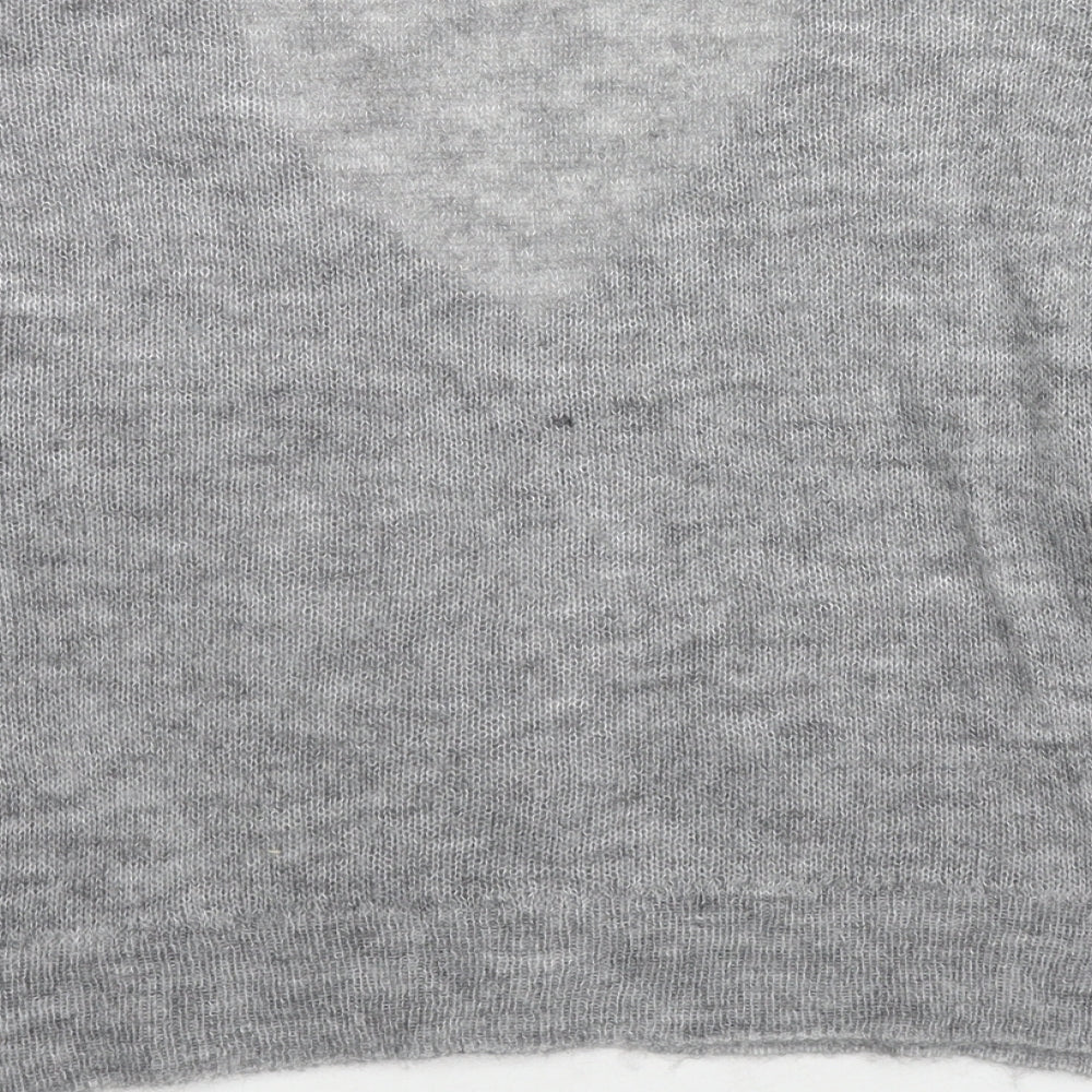 Mango Womens Grey V-Neck Polyamide Cardigan Jumper Size S