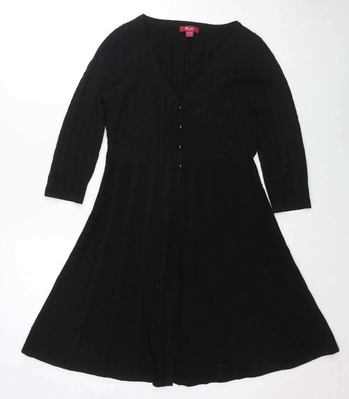 Monsoon Womens Black V-Neck Acrylic Cardigan Jumper Size 10