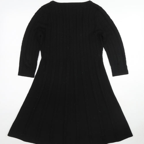 Monsoon Womens Black V-Neck Acrylic Cardigan Jumper Size 10