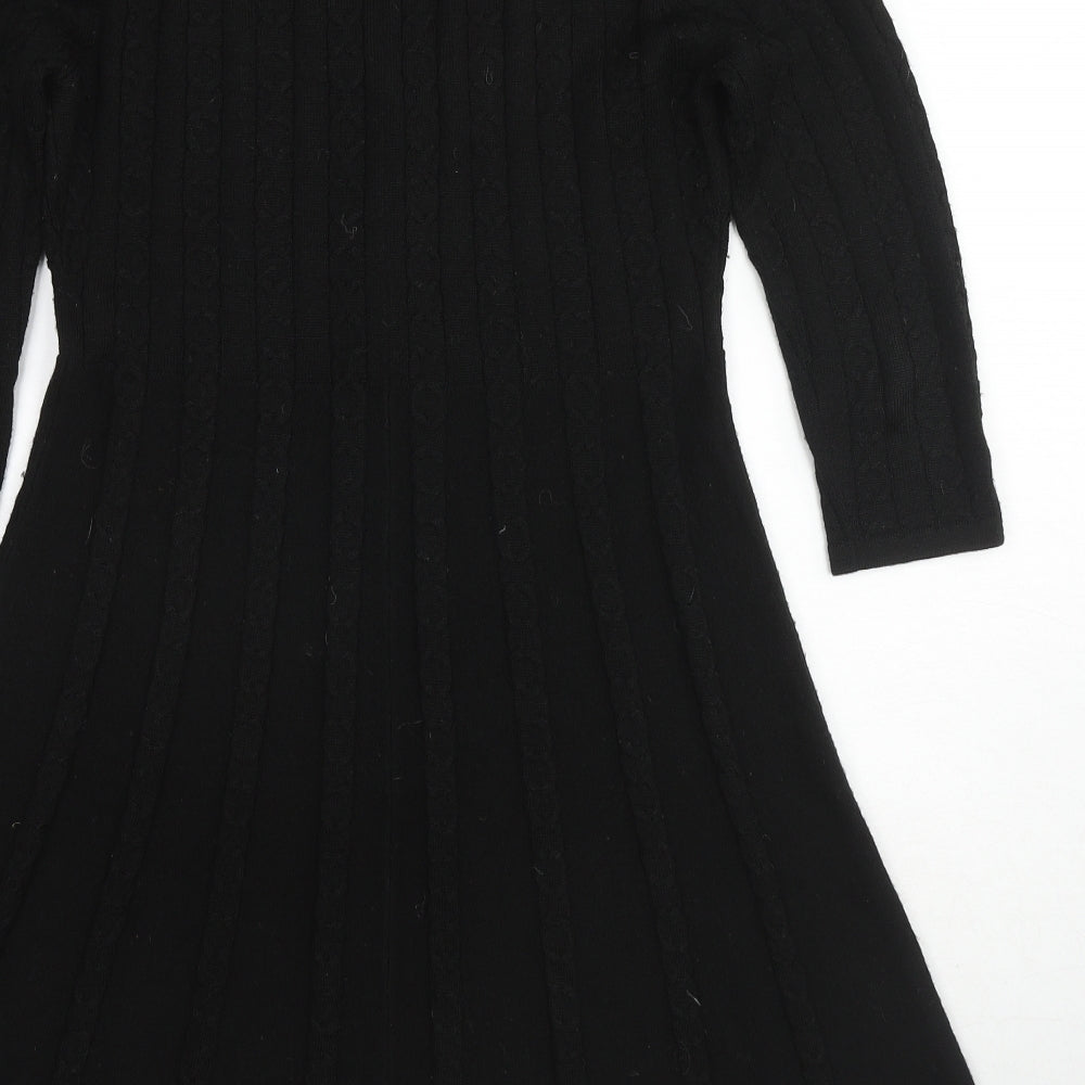 Monsoon Womens Black V-Neck Acrylic Cardigan Jumper Size 10