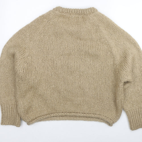 Zara Womens Beige Round Neck Acrylic Pullover Jumper Size S