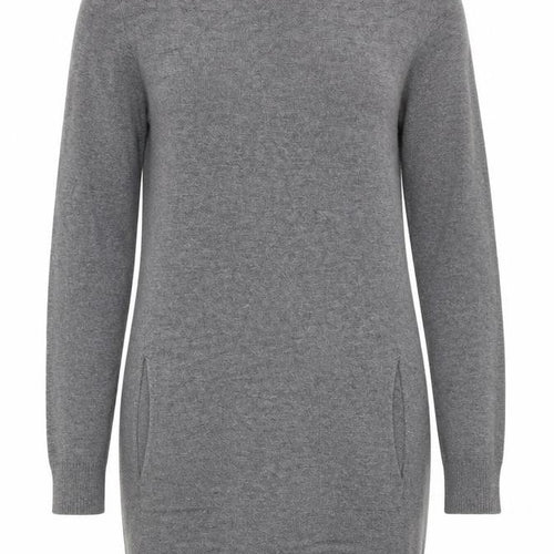 Good Luck Womens Grey Round Neck Viscose Tunic Jumper Size S - Size S-M