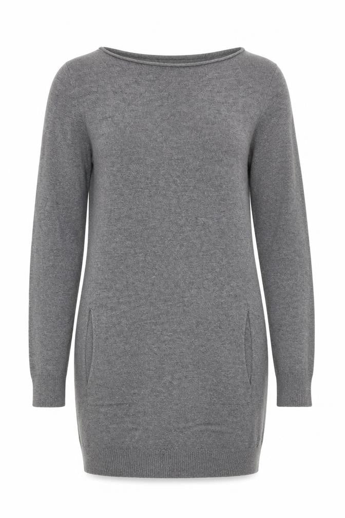 Good Luck Womens Grey Round Neck Viscose Tunic Jumper Size S - Size S-M