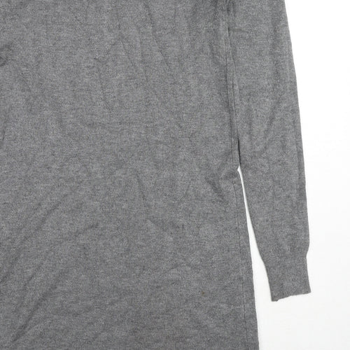 Good Luck Womens Grey Round Neck Viscose Tunic Jumper Size S - Size S-M