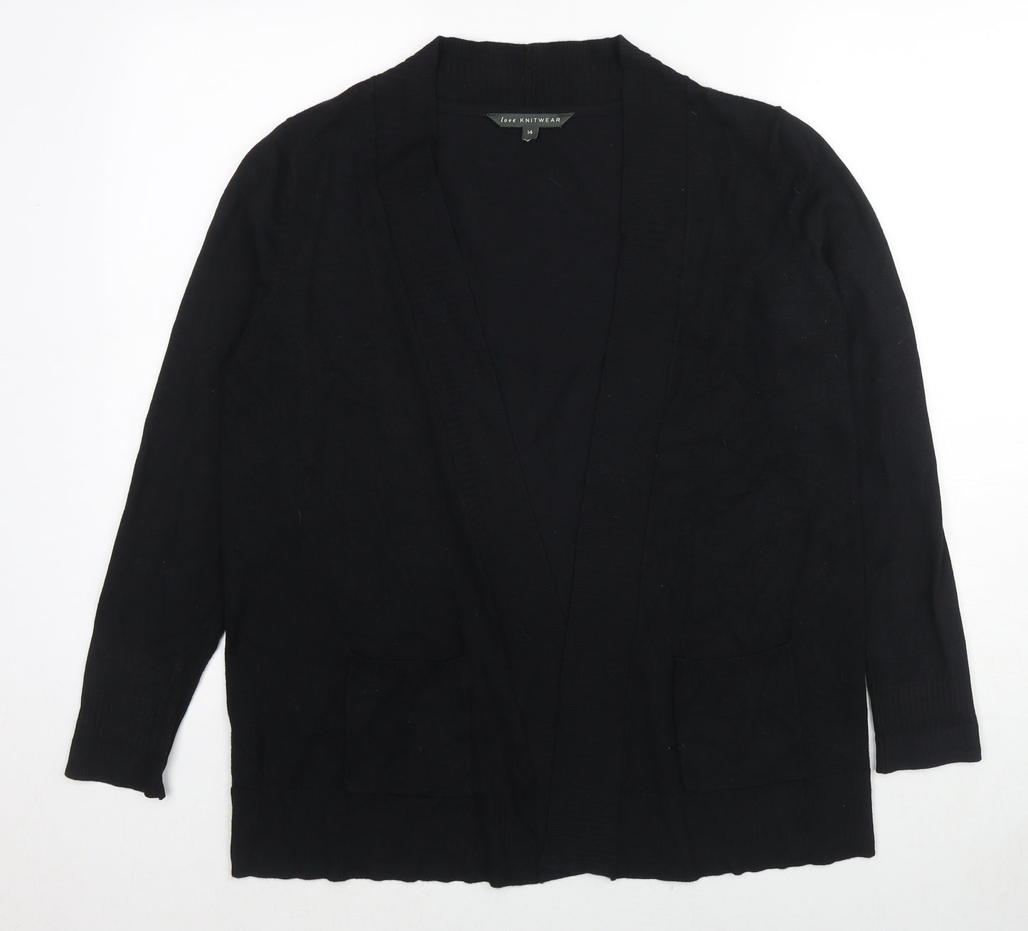 Bonmarché Womens Black V-Neck Viscose Cardigan Jumper Size 14