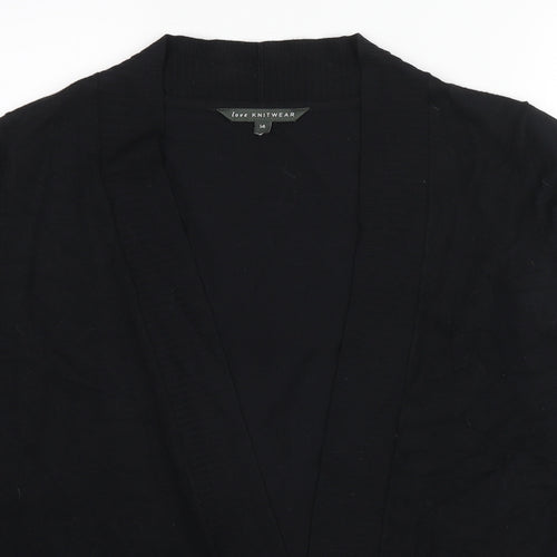 Bonmarché Womens Black V-Neck Viscose Cardigan Jumper Size 14