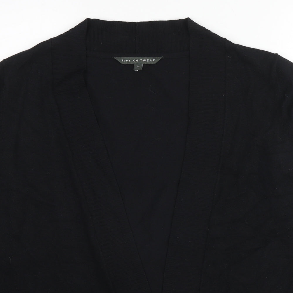 Bonmarché Womens Black V-Neck Viscose Cardigan Jumper Size 14