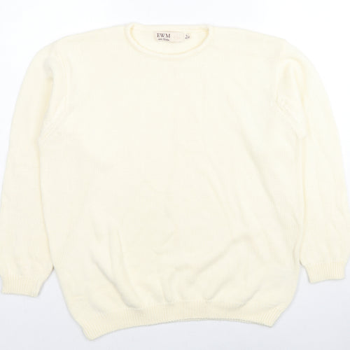EWM Womens Ivory Round Neck Acrylic Pullover Jumper Size 18 - Size 18-20
