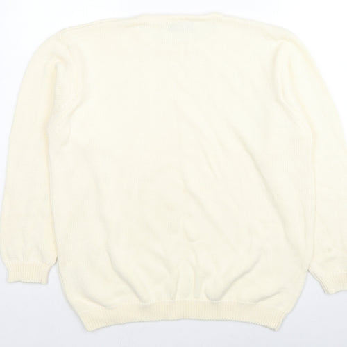 EWM Womens Ivory Round Neck Acrylic Pullover Jumper Size 18 - Size 18-20
