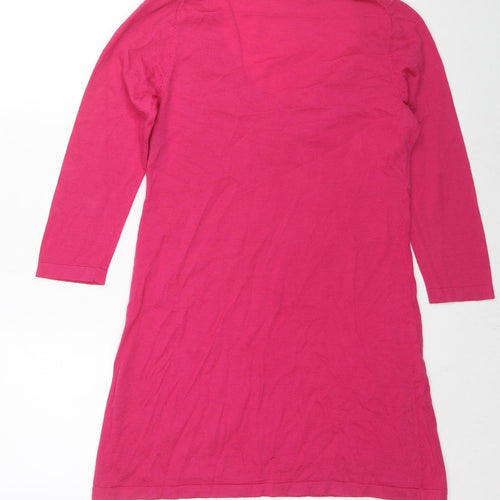 Boden Womens Pink V-Neck Cotton Tunic Jumper Size 12