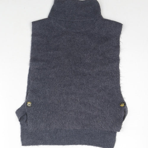 Soaked in Luxury Womens Grey Roll Neck Alpaca Vest Jumper Size M