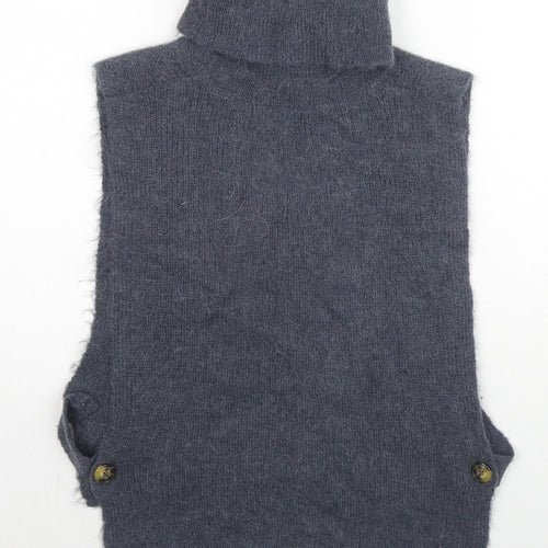 Soaked in Luxury Womens Grey Roll Neck Alpaca Vest Jumper Size M