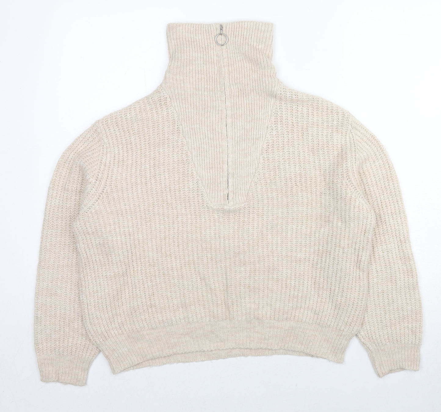 Only Womens Beige High Neck Acrylic Pullover Jumper Size S