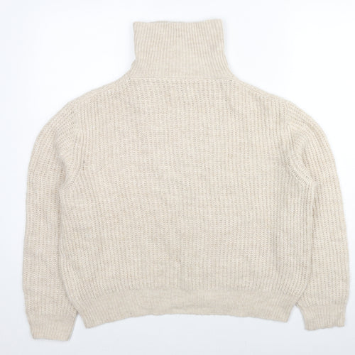 Only Womens Beige High Neck Acrylic Pullover Jumper Size S