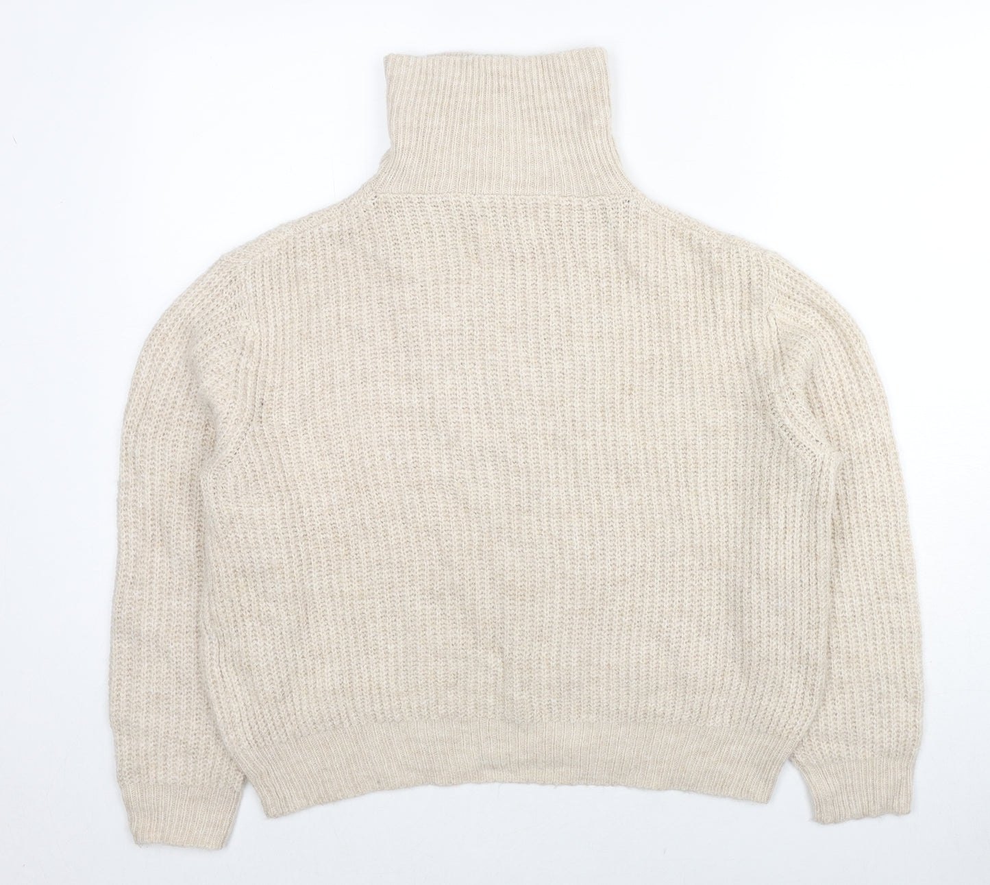 Only Womens Beige High Neck Acrylic Pullover Jumper Size S