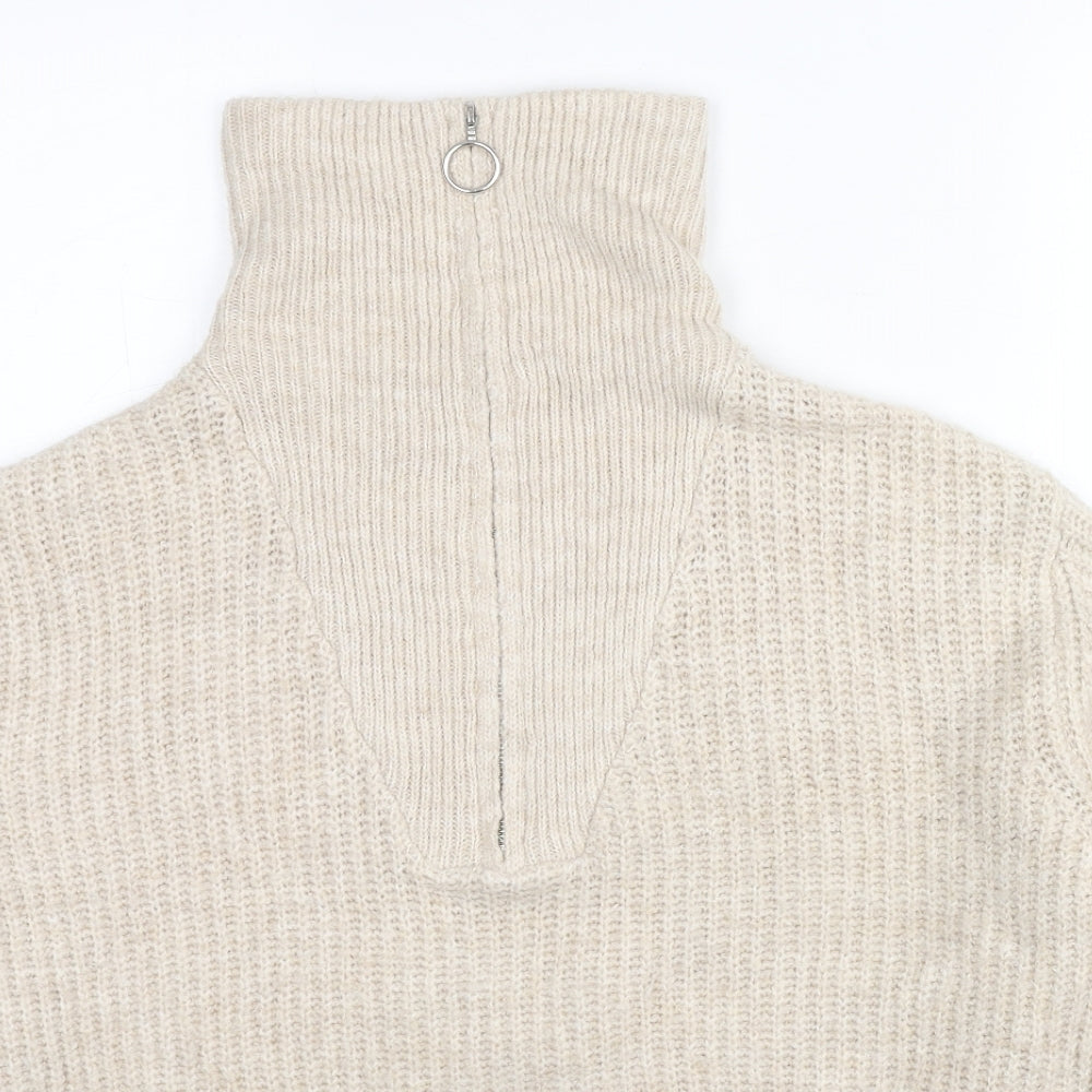 Only Womens Beige High Neck Acrylic Pullover Jumper Size S