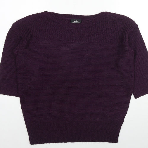 Wallis Womens Purple Round Neck Acrylic Pullover Jumper Size M