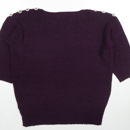 Wallis Womens Purple Round Neck Acrylic Pullover Jumper Size M