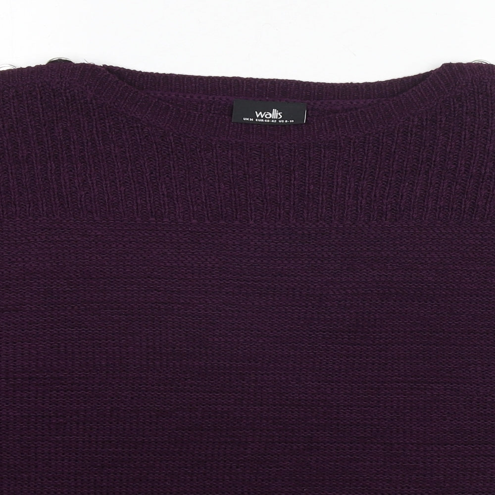 Wallis Womens Purple Round Neck Acrylic Pullover Jumper Size M