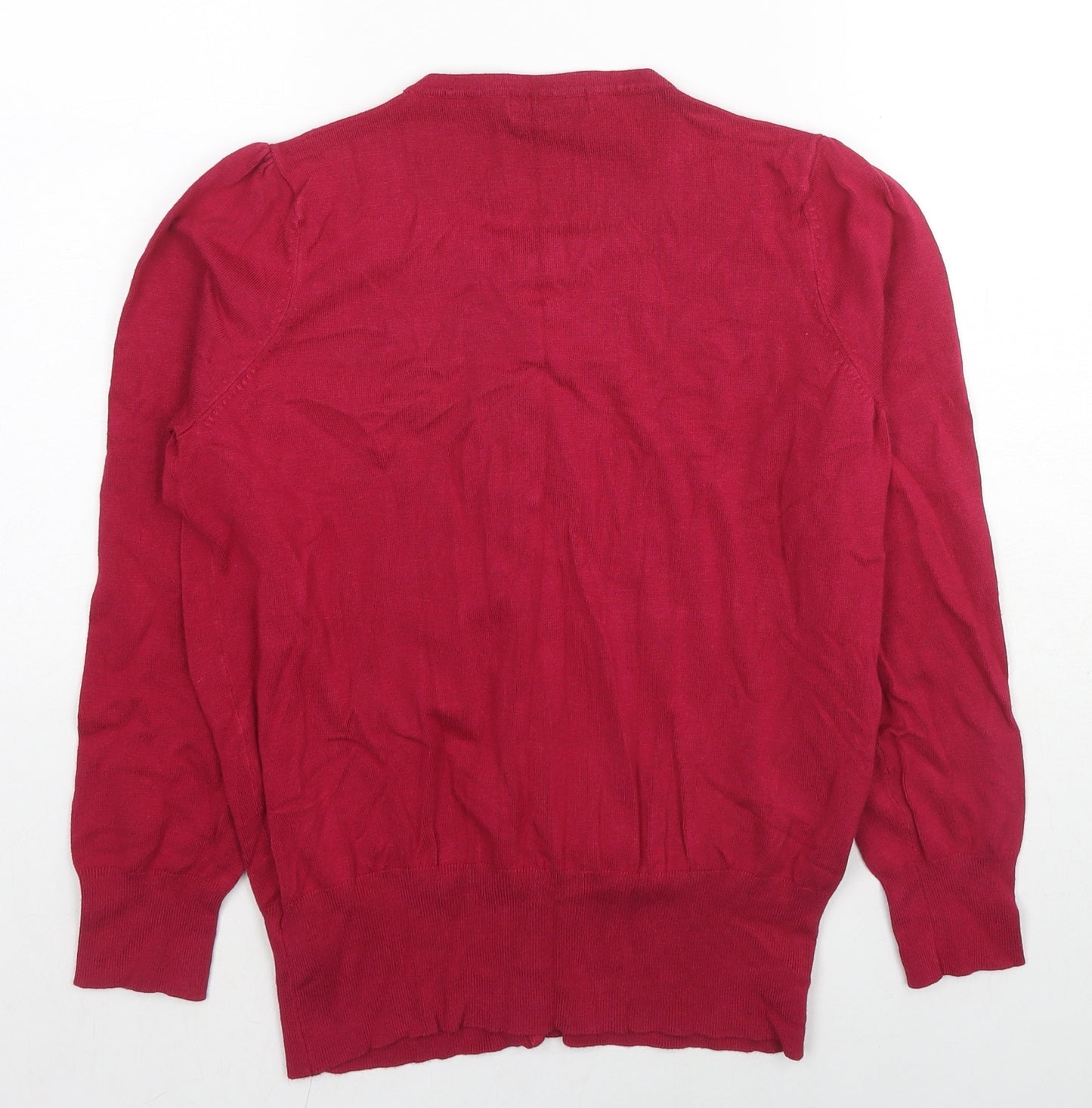 Marks and Spencer Womens Red Round Neck Viscose Cardigan Jumper Size 16