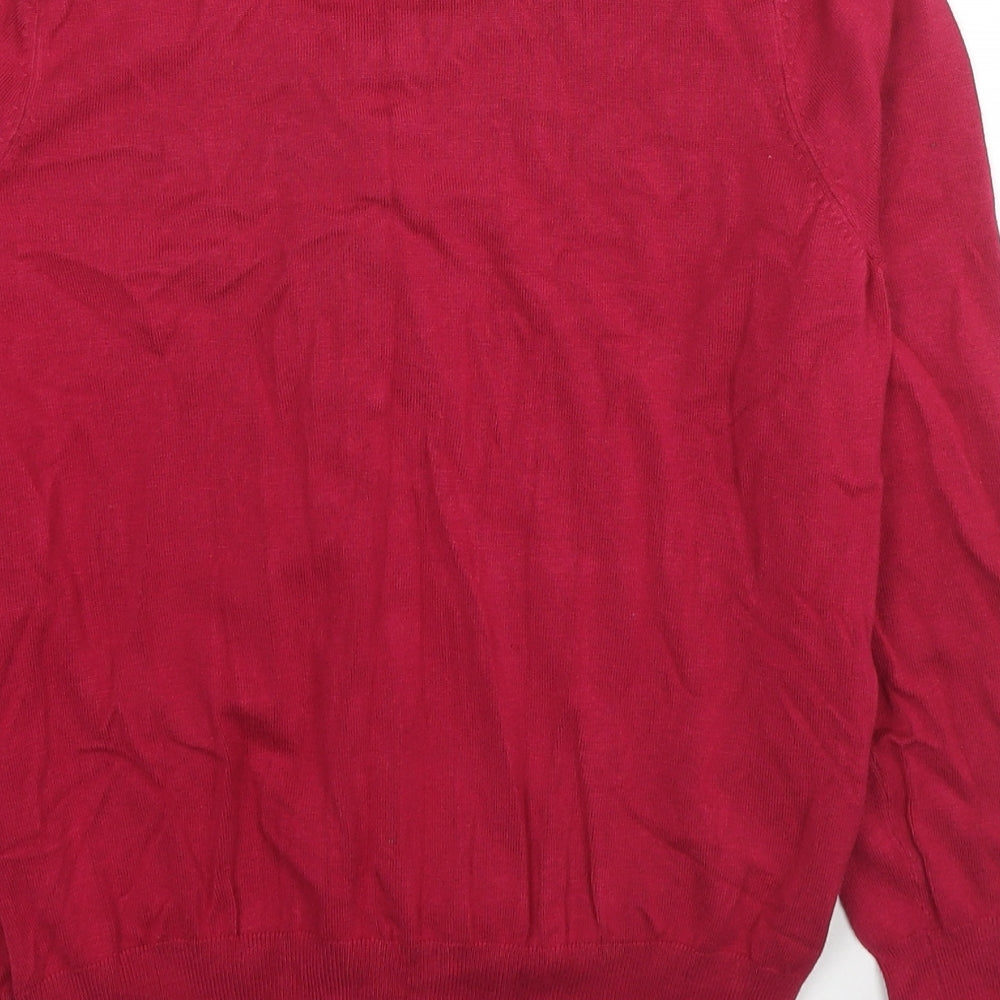 Marks and Spencer Womens Red Round Neck Viscose Cardigan Jumper Size 16