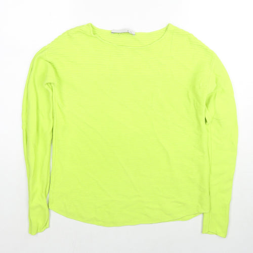 Oui Womens Green Round Neck Viscose Pullover Jumper Size 8