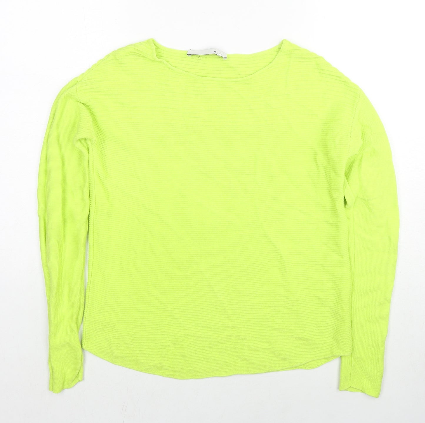 Oui Womens Green Round Neck Viscose Pullover Jumper Size 8