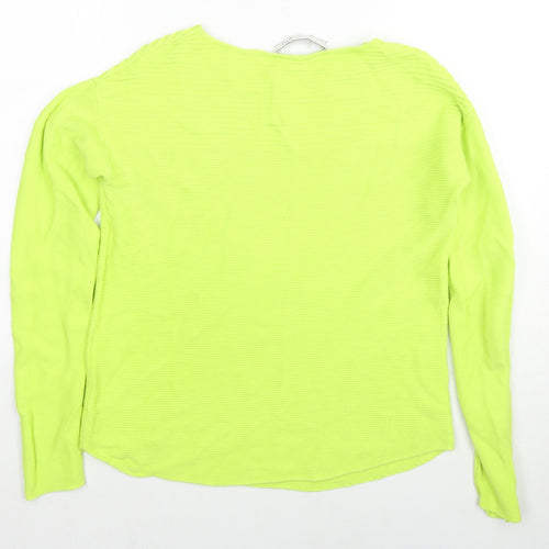 Oui Womens Green Round Neck Viscose Pullover Jumper Size 8