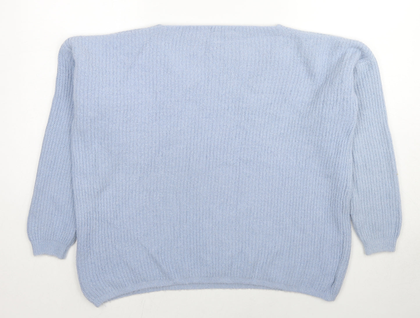 Vanessa Alexandra Womens Blue V-Neck Nylon Pullover Jumper Size M
