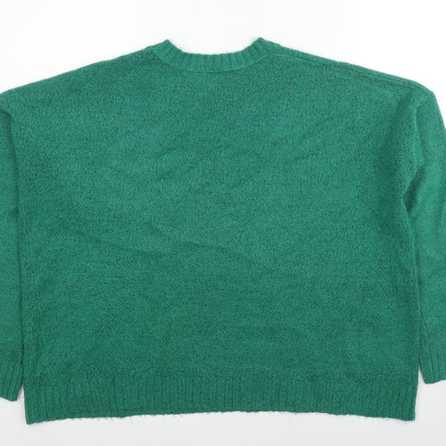 Warehouse Womens Green Round Neck Acrylic Pullover Jumper Size 16