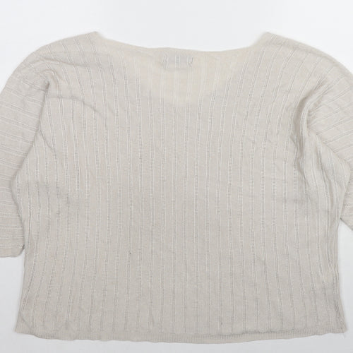 Lusia Ricci Womens Beige V-Neck Modal Pullover Jumper Size L