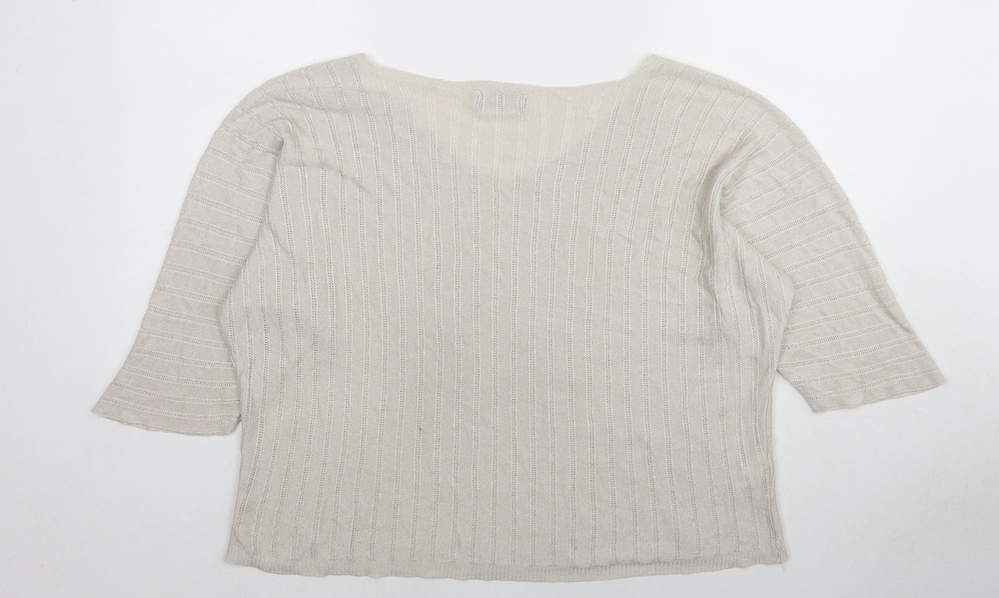 Lusia Ricci Womens Beige V-Neck Modal Pullover Jumper Size L