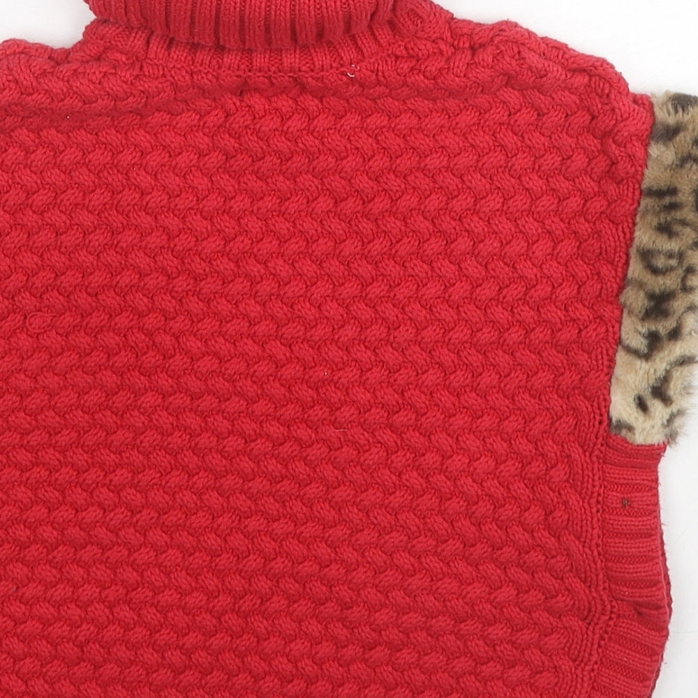 Aspen Girls Red Roll Neck Cotton Pullover Jumper Size 5-6 Years Pullover