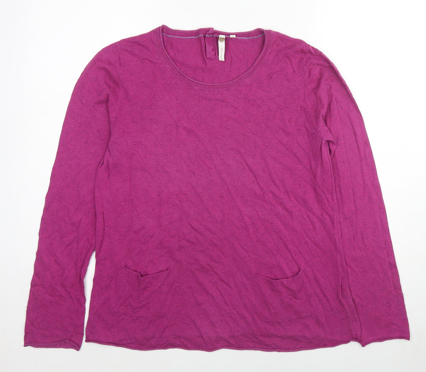 White Stuff Womens Purple Round Neck Cotton Pullover Jumper Size 16