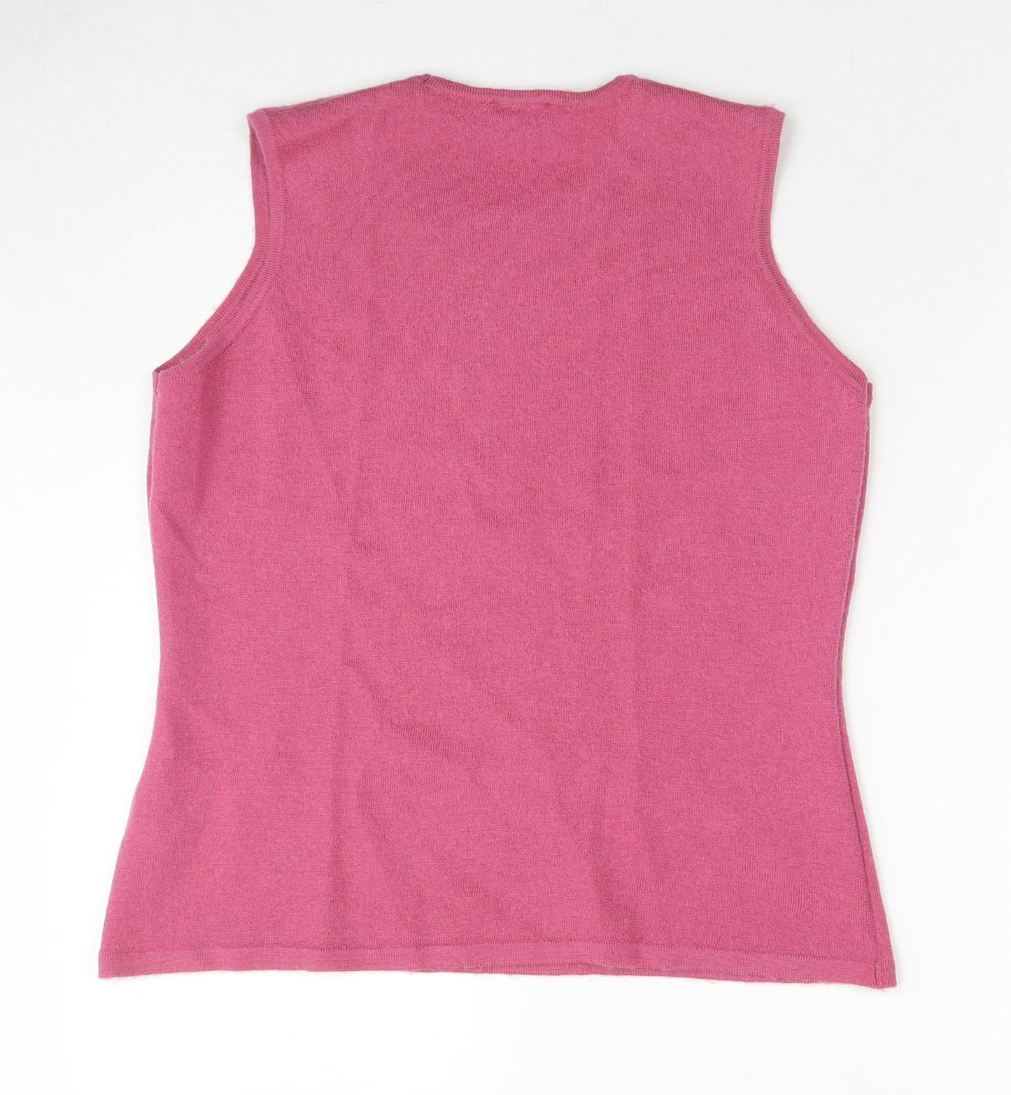 St Michael Womens Pink Round Neck Wool Vest Jumper Size 16