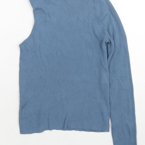 Zara Womens Blue High Neck Polyester Pullover Jumper Size S - One Shoulder