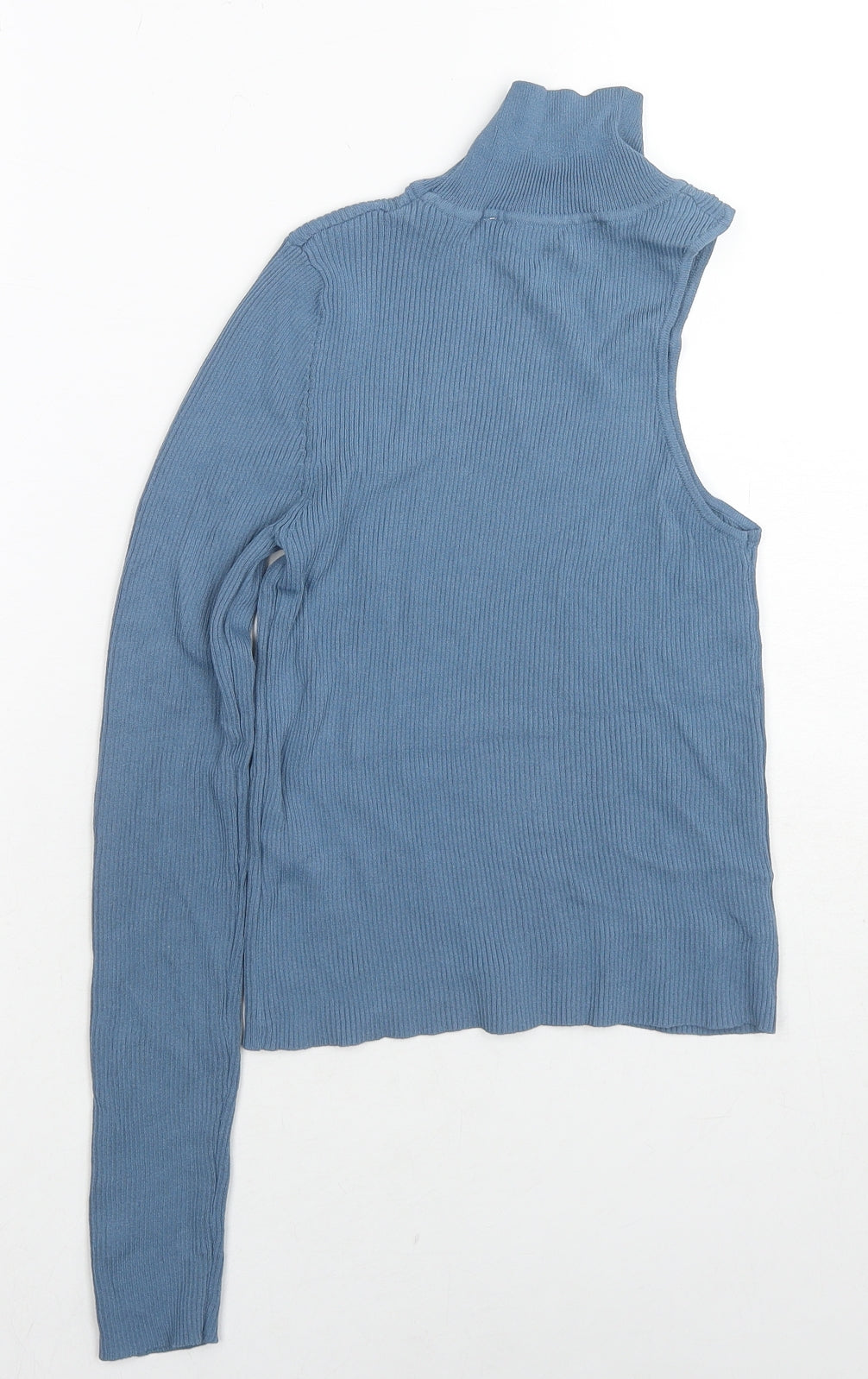 Zara Womens Blue High Neck Polyester Pullover Jumper Size S - One Shoulder