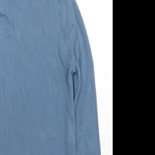 Zara Womens Blue High Neck Polyester Pullover Jumper Size S - One Shoulder