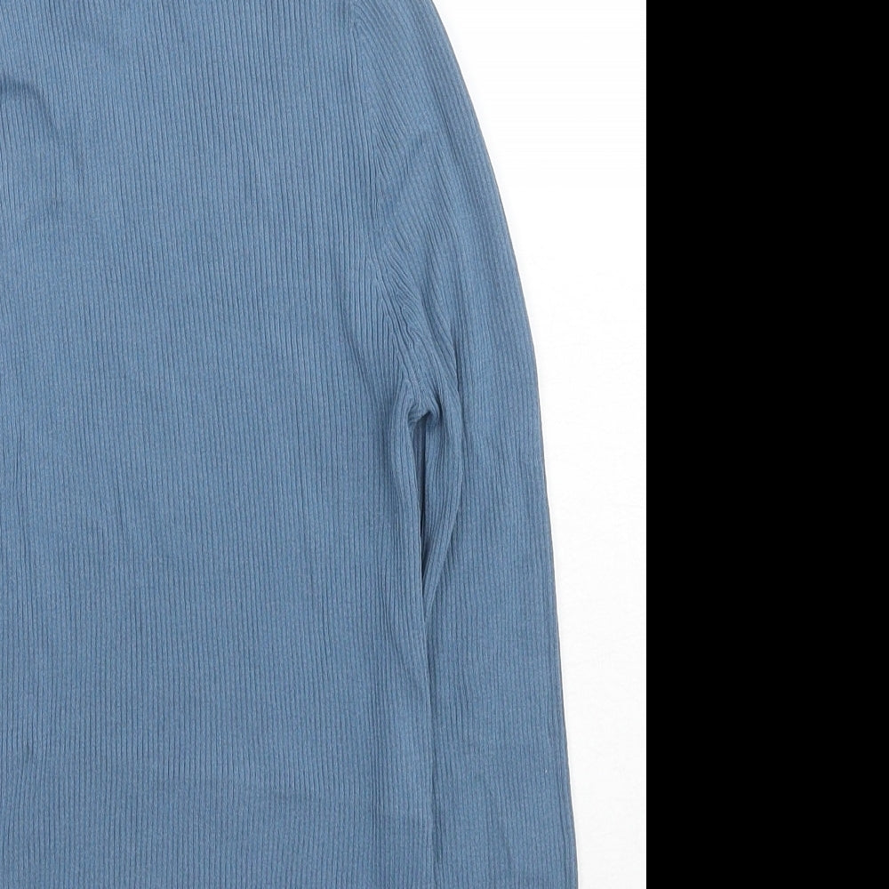 Zara Womens Blue High Neck Polyester Pullover Jumper Size S - One Shoulder