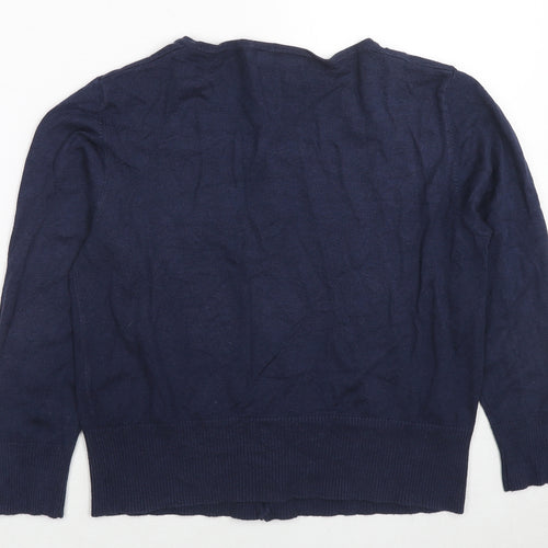 Tina Taylor Womens Blue Round Neck Cotton Cardigan Jumper Size M