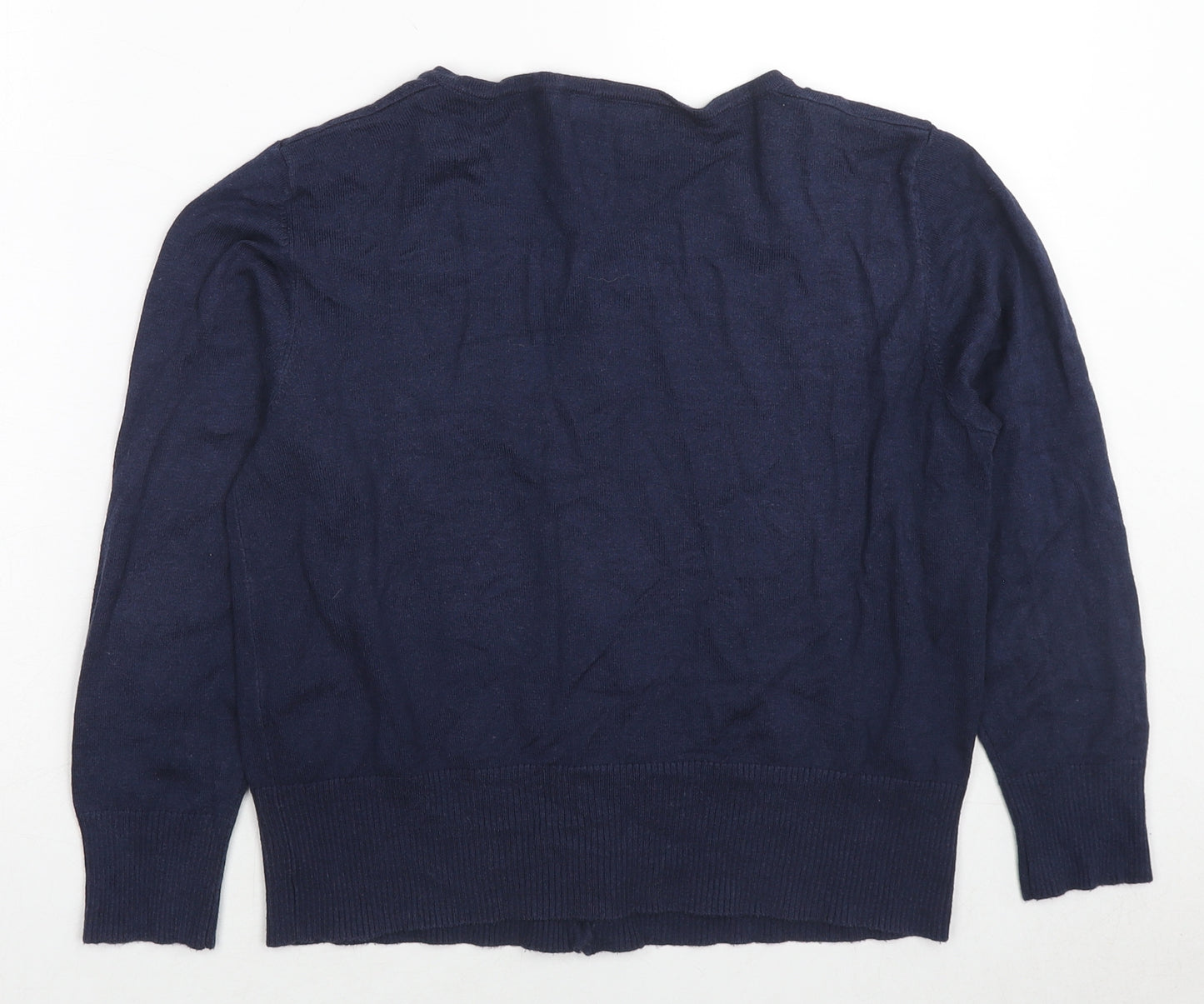 Tina Taylor Womens Blue Round Neck Cotton Cardigan Jumper Size M