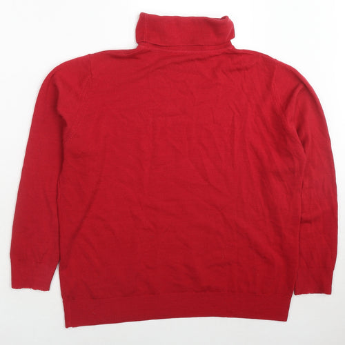 Marks and Spencer Womens Red Roll Neck Wool Pullover Jumper Size 16
