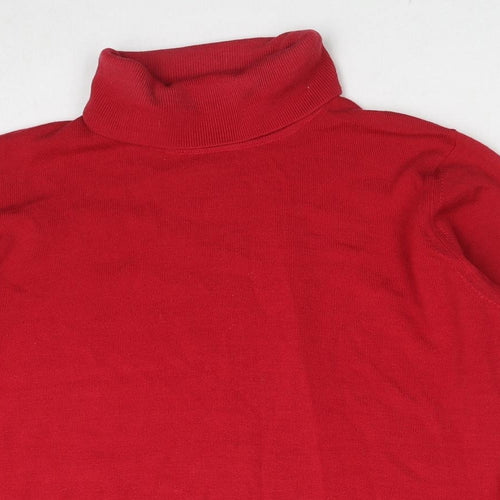 Marks and Spencer Womens Red Roll Neck Wool Pullover Jumper Size 16