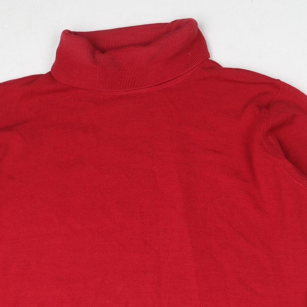 Marks and Spencer Womens Red Roll Neck Wool Pullover Jumper Size 16