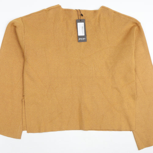 Nasty Gal Womens Yellow V-Neck Viscose Pullover Jumper Size 12