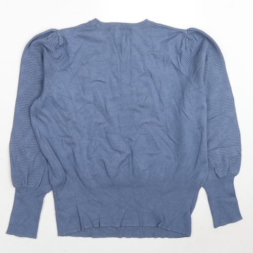 Marks and Spencer Womens Blue Round Neck Viscose Pullover Jumper Size L